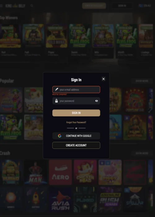 Account Access King Billy Casino